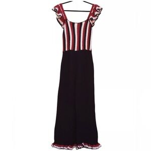 Zara Limited Red, White, Black Striped Jumpsuit